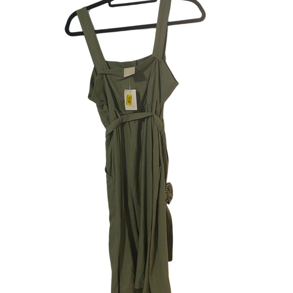 Blu Pepper Green Sleeveless Square Neck Midi Sundress - Picture 3 of 5
